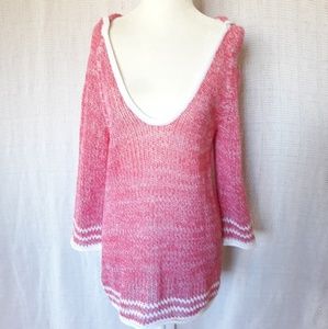 Tommy Bahama Loose Knit Sweater Hoodie Pink M